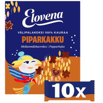 Elovena täysjyvävälipalakeksi 10x30g piparkakku 100% kauraa kalorit ja ravintosisältö - 413 kcal