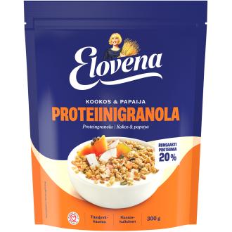 Elovena kookos & papaija proteiinigranola 300g kalorit ja ravintosisältö - 422 kcal