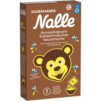 Nalle suklaanmakuinen kauramannapuuro annospakattu 6x30g kalorit ja ravintosisältö - 351 kcal