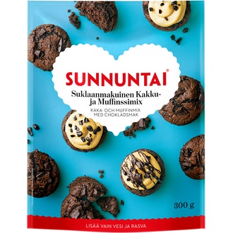 Sunnuntai 300g suklaanmakuinen kakku- ja muffinssimix kalorit ja ravintosisältö