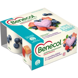 Benecol jogurtti 4x120g mustikka&raparperi kalorit ja ravintosisältö - 69 kcal