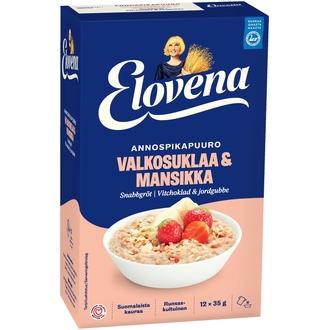 Elovena 420g valkosuklaa & mansikka annospikapuuro kalorit ja ravintosisältö - 386 kcal