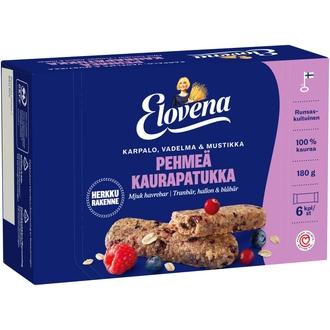 Elovena 6x30g karpalo, vadelma & mustikka pehmeä kaurapatukka kalorit ja ravintosisältö