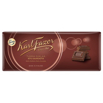 Karl Fazer 47% tumma suklaalevy 200g kalorit ja ravintosisältö