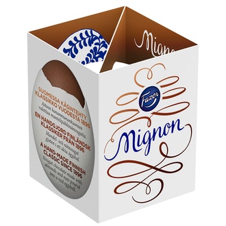 Fazer Mignon manteli-pähkinänougat suklaamuna 52g kalorit ja ravintosisältö - 576 kcal