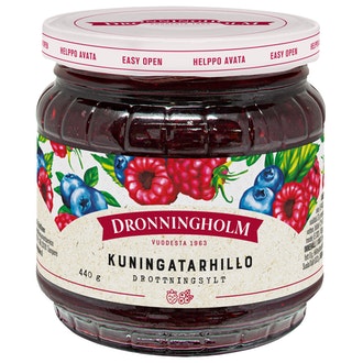 Dronningholm Kuningatarhillo, Vadelma-mustikkahillo 440g kalorit ja ravintosisältö