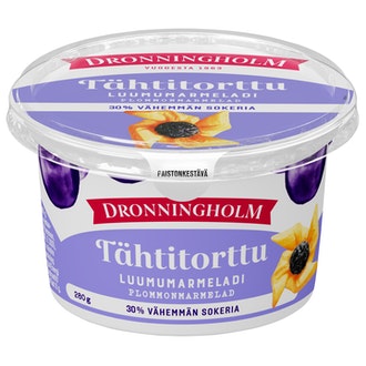 Dronningholm Tähtitorttu Luumumarmeladi vähemmän sokeria 280g kalorit ja ravintosisältö