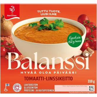 Saarioinen Balanssi Tomaatti-linssikeitto 310g kalorit ja ravintosisältö - 77 kcal