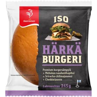 Saarioinen ISO Härkä Burgeri; iso häränpihvihampurilainen 245g