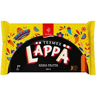 Saarioinen Texmex Läppä kana-fajita, fajitamaustettu kanatäytteinen välipalapizza 130g kalorit ja ravintosisältö
