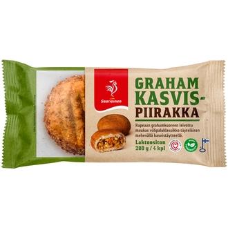 Saarioinen Grahamkasvispiirakka; grahampiirakka kasvistäytteellä 4kpl 280g kalorit ja ravintosisältö - 233 kcal