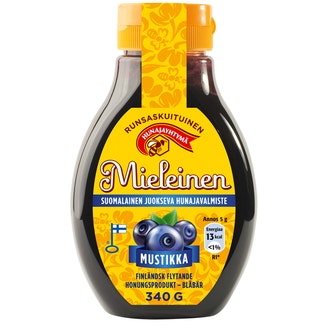 Mieleinen finnish liquid honeyproduct bilberry 340g kalorit ja ravintosisältö - 245 kcal