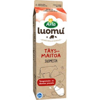 Arla vanhanajan täysmaito 1l luomu kalorit ja ravintosisältö - 70 kcal