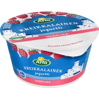 Arla kreikkalainen jogurtti 150g vadelma laktoositon kalorit ja ravintosisältö