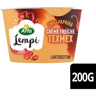 Arla Lempi Texmex Creme fraiche 200g chili-paprika laktoositon kalorit ja ravintosisältö - 155 kcal