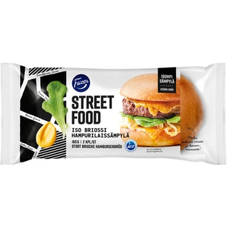 Fazer Street Food iso briossi hampurilaissämpylä 2kpl/160g kalorit ja ravintosisältö - 328 kcal