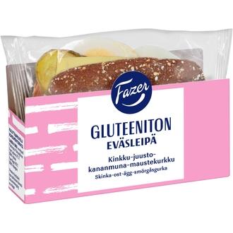 Fazer Gluteeniton Eväsleipä Kinkku-juusto-kananmuna-maustekurkku 160g, täytetty leipä kalorit ja ravintosisältö - 261 kcal