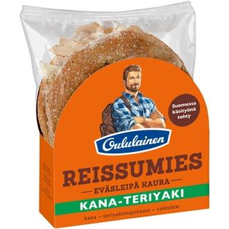 Oululainen Reissumies Eväsleipä Kaura Kana-teriyaki 153g, täytetty kauraleipä kana-teriyakimajoneesi-coleslaw kalorit ja ravintosisältö