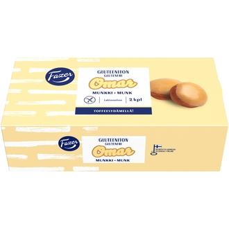 Fazer Gluteeniton Omar-munkki 2kpl 230g, kypsäpakaste kalorit ja ravintosisältö - 375 kcal