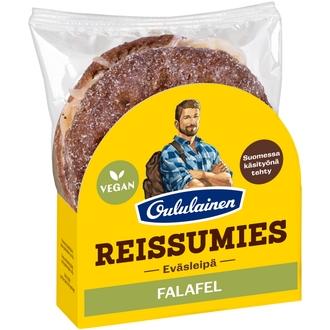 Oululainen Reissumies Eväsleipä Falafel 170g, täytetty täysjyväruisleipä falafel-coleslaw-chilimajoneesi kalorit ja ravintosisältö