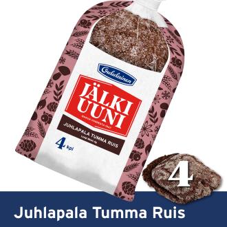 Oululainen Jälkiuuni Juhlapala Tumma ruis 4kpl 230g kalorit ja ravintosisältö - 296 kcal
