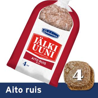 Oululainen Jälkiuuni Aito Ruis 4kpl 240g, täysjyväruisleipä kalorit ja ravintosisältö - 282 kcal