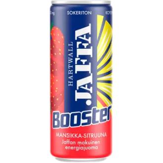 Jaffa Booster Mansikka-Sitruuna sokeriton energiajuoma 0,33 l kalorit ja ravintosisältö