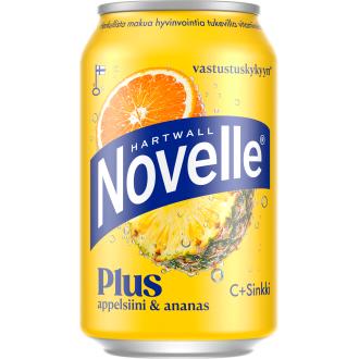 Hartwall Novelle Plus C + Sinkki Appelsiini-Ananas vitaminoitu vesi 0,33 l kalorit ja ravintosisältö - 14 kcal
