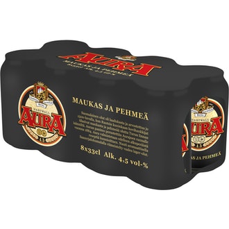 Hartwall Aura 4,5% 8-pack kalorit ja ravintosisältö