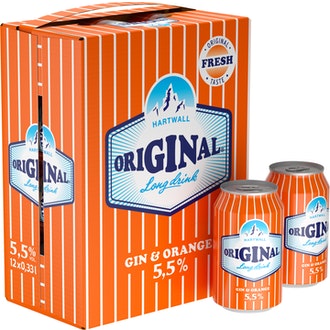 Hartwall Original Orange Long Drink 5,5% 0,33l 12-pack kalorit ja ravintosisältö