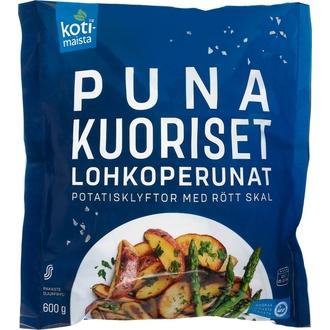 Kotimaista punakuoriset lohkoperunat 600 g, pakaste kalorit ja ravintosisältö - 136 kcal
