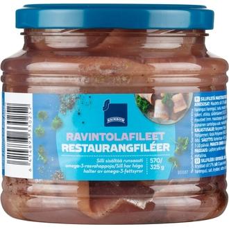 Rainbow 570/325g ravintolafileet maustekastikkeessa kalorit ja ravintosisältö - 197 kcal