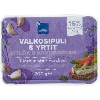Rainbow 200 g valkosipuli & yrtit laktoositon tuorejuusto kalorit ja ravintosisältö - 160 kcal