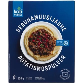 Kotimaista maidoton perunamuusijauhe 200 g kalorit ja ravintosisältö - 350 kcal