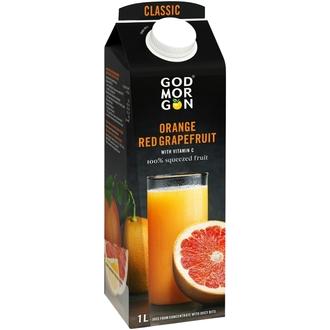 God Morgon Classic Appelsiini-verigreippi täysmehu 100% 1 L kalorit ja ravintosisältö
