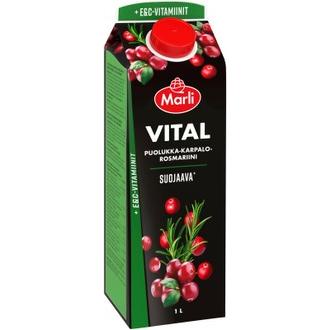 Marli Vital puolukka-karpalo-rosmariini mehujuoma E&C 1l kalorit ja ravintosisältö
