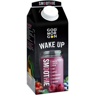 God Morgon Wake Up smoothie vihreä kahvipapu-kaura-vadelma-ruusunmarja-mustikka 750ml kalorit ja ravintosisältö