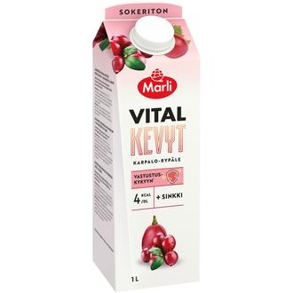 Marli Vital Kevyt Karpalo-rypäle + flavonoidit + sinkkilaktaatti mehujuoma 1 L kalorit ja ravintosisältö - 4 kcal