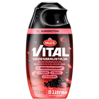 Marli Vital Sokeriton mustaherukka-mansikka-vadelma juomatiiviste 65 ml kalorit ja ravintosisältö - 125 kcal