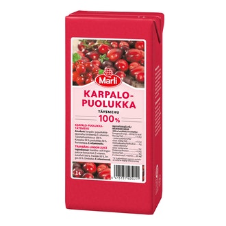 Marli 1L Karpalo-puolukkatäysmehu 100% kalorit ja ravintosisältö