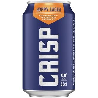 Crisp Hoppy Lager alkoholiton olut 0,0 % tölkki 0,33 L kalorit ja ravintosisältö