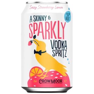 Crowmoor Vodka Spritz Sassy Strawberry Lemon maustettu alkoholijuoma 4,1 % tölkki 0,33 L kalorit ja ravintosisältö