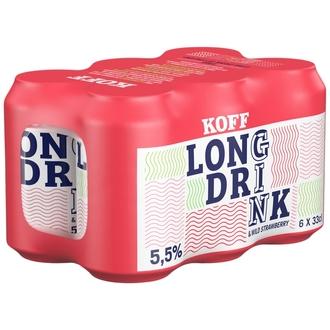 6-pack Koff Long Drink Wild Strawberry long drink 5,5 % tölkki 0,33 L