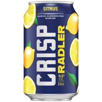 Crisp Radler Sitrus alkoholiton olut 0% tölkki 0,33L kalorit ja ravintosisältö
