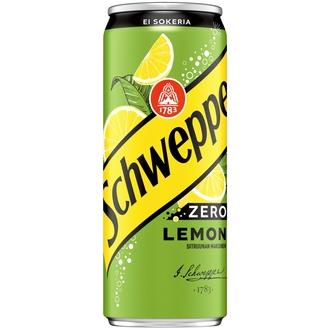 Schweppes Lemon Zero virvoitusjuoma tölkki 0,33 L kalorit ja ravintosisältö