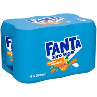6-pack Fanta Ananas & Greippi Zero virvoitusjuoma tölkki 0,33 L kalorit ja ravintosisältö - 3 kcal