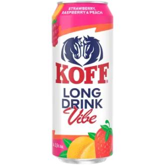 Koff Long Drink Vibe Strawberry Raspberry Peach long drink 5,5 % tölkki 0,5 L kalorit ja ravintosisältö - 56 kcal