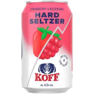 Koff Hard Seltzer Strawberry-Raspberry maustettu alkoholijuoma 4,5 % tölkki 0,33 L kalorit ja ravintosisältö - 26 kcal