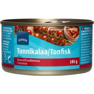 Rainbow 185g/100g tonnikalaa tomaattikastikkeessa kalorit ja ravintosisältö - 79 kcal