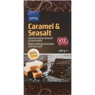 Rainbow Tummasuklaa Kinuski-Merisuola 100g kalorit ja ravintosisältö - 553 kcal